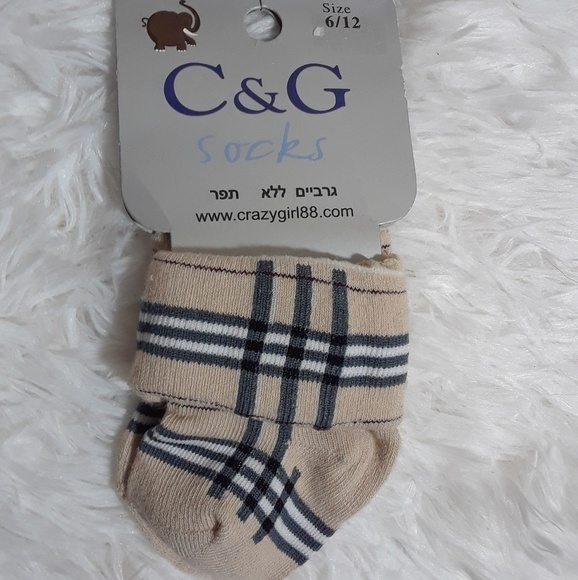 🛍C & G Plaid Print Baby Socks- Size 6-12 Months - Picture 4 of 4